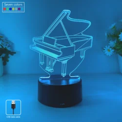 1pc piano pattern 3D nightlight, bedroom study atmosphere decoration USB light, Thanksgiving, holiday gifts for friends.