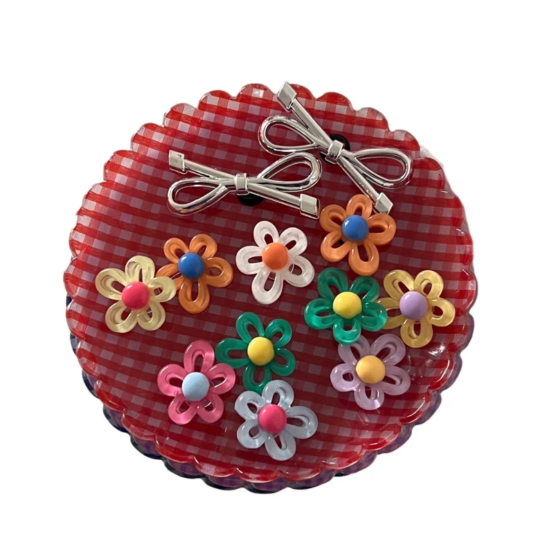 12 pz 5 petalo fiore foro accessori per scarpe fai da te Bowknot Charms Decaration donne colorate rimovibili fibbia per scarpe bambini ragazze regali