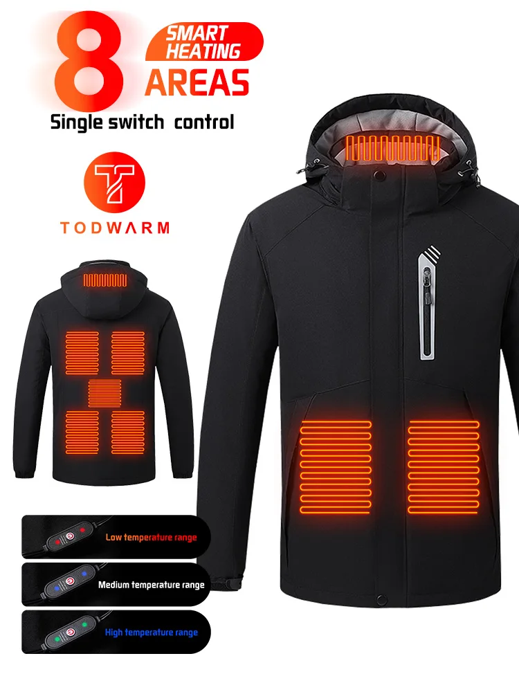 AliExpress TODWARM Heated Jacket Cold-proof Motorcycle Heating Jacket Winter Waterproof Warm Moto Cycling Chaqueta Hooded assault jacket