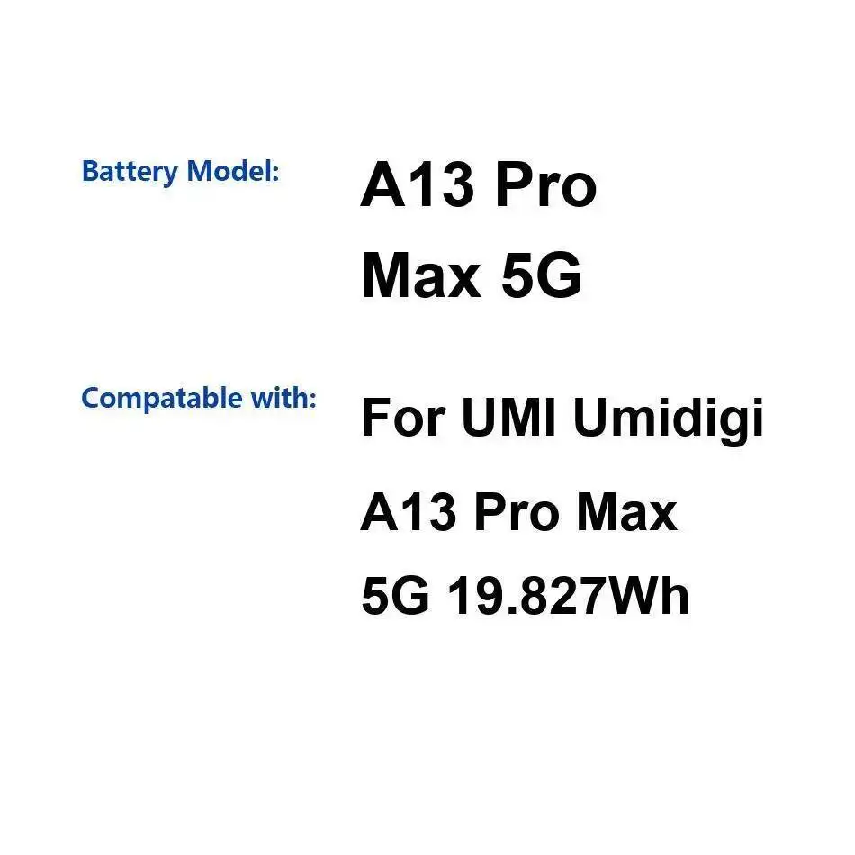 

Mobile Phone Battery For Umidigi Umi A13 Pro Max 5G High-Efficiency 5150Mah Durable