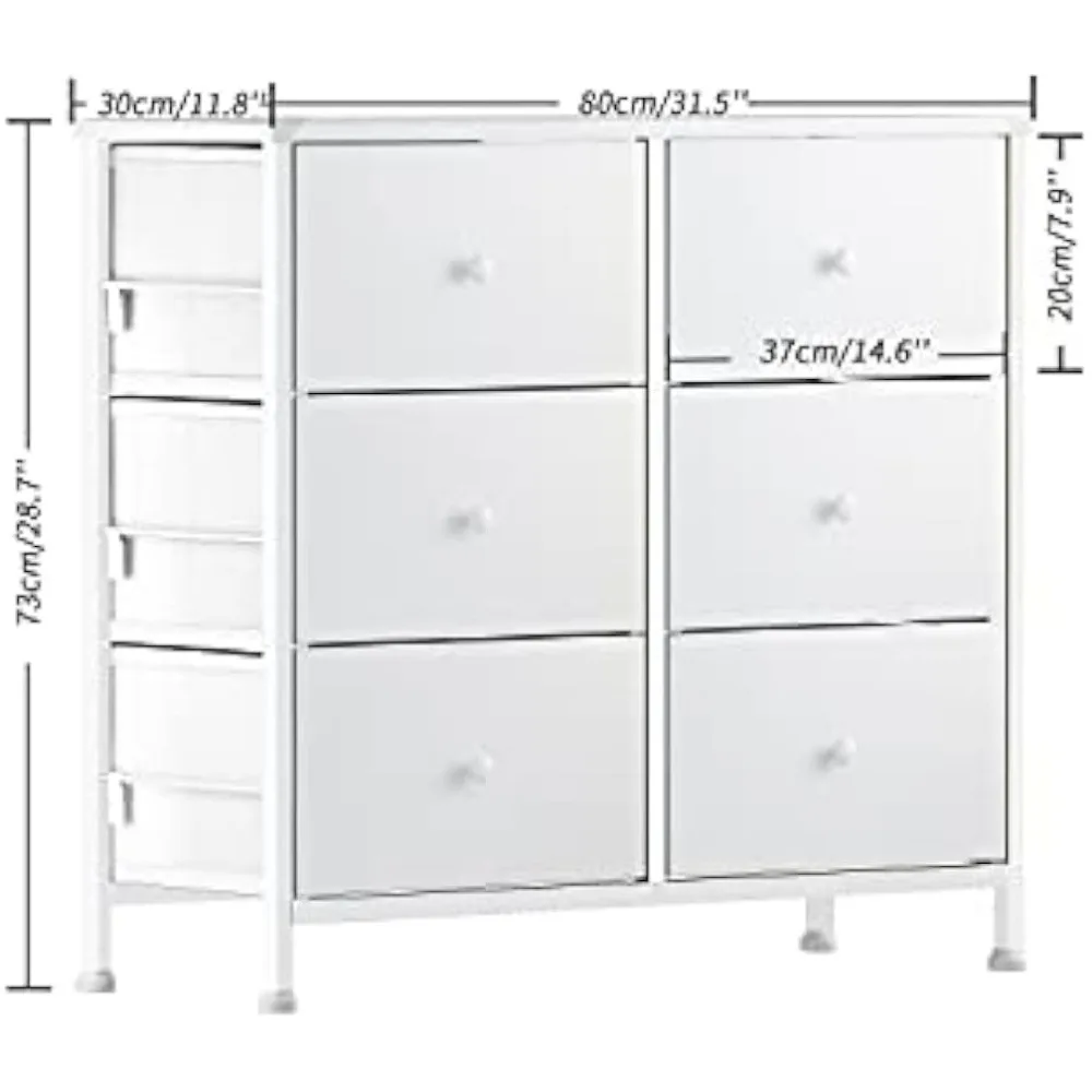 BOLUO Commode blanche pour chambre à coucher enfants petites commodes 6 tiroirs commode et commodes tissu rangement organisateur tour moderne