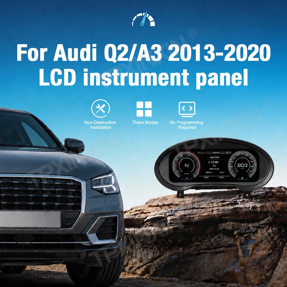 For Audi Q2 A3 2013-2020 Car LCD Dashboard Digital Cluster Virtual Cockpit Instrument Speedometer Multifunctional