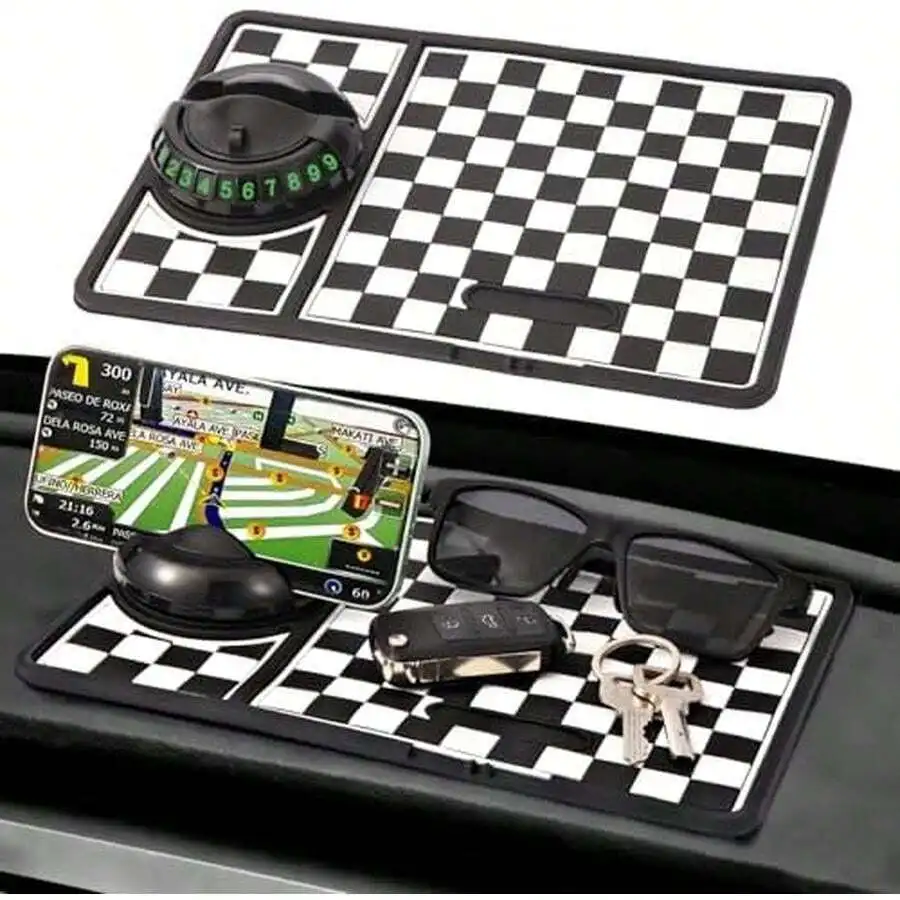 

Multifunction Car Anti-Slip Mat With Rotating Parking Number And Phone Holder