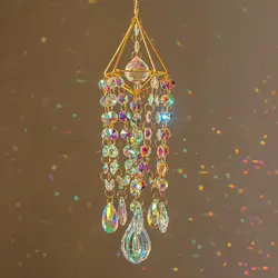 Crystal Suncatchers for Window Hanging Wind Chime Style Garden Sun Catchers with Crystals Rainbow Maker Indoor Outdoor Decor