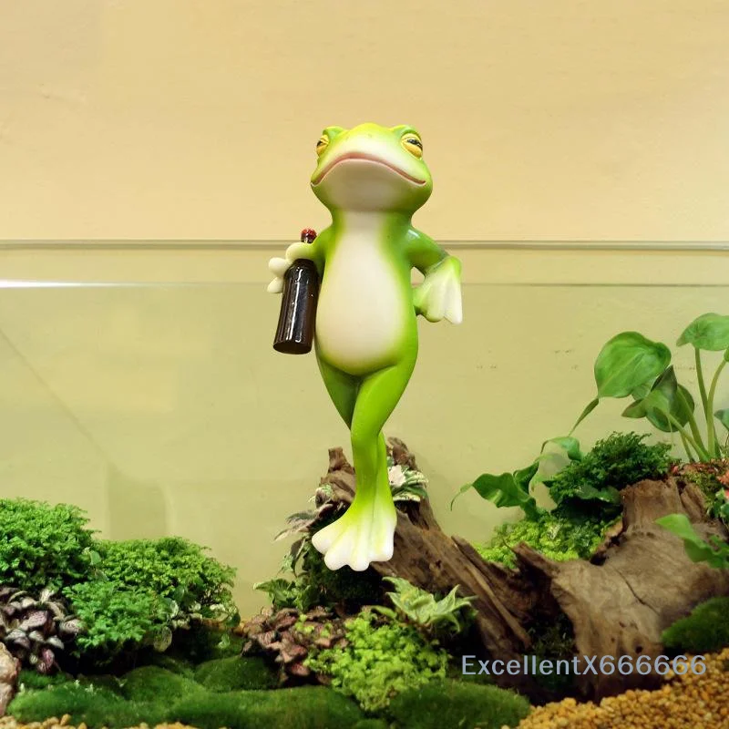 Mini Hanging Frog Decorative Figurine Resin Ornament for Flower Pot Edge Aquarium Bedroom Desktop
