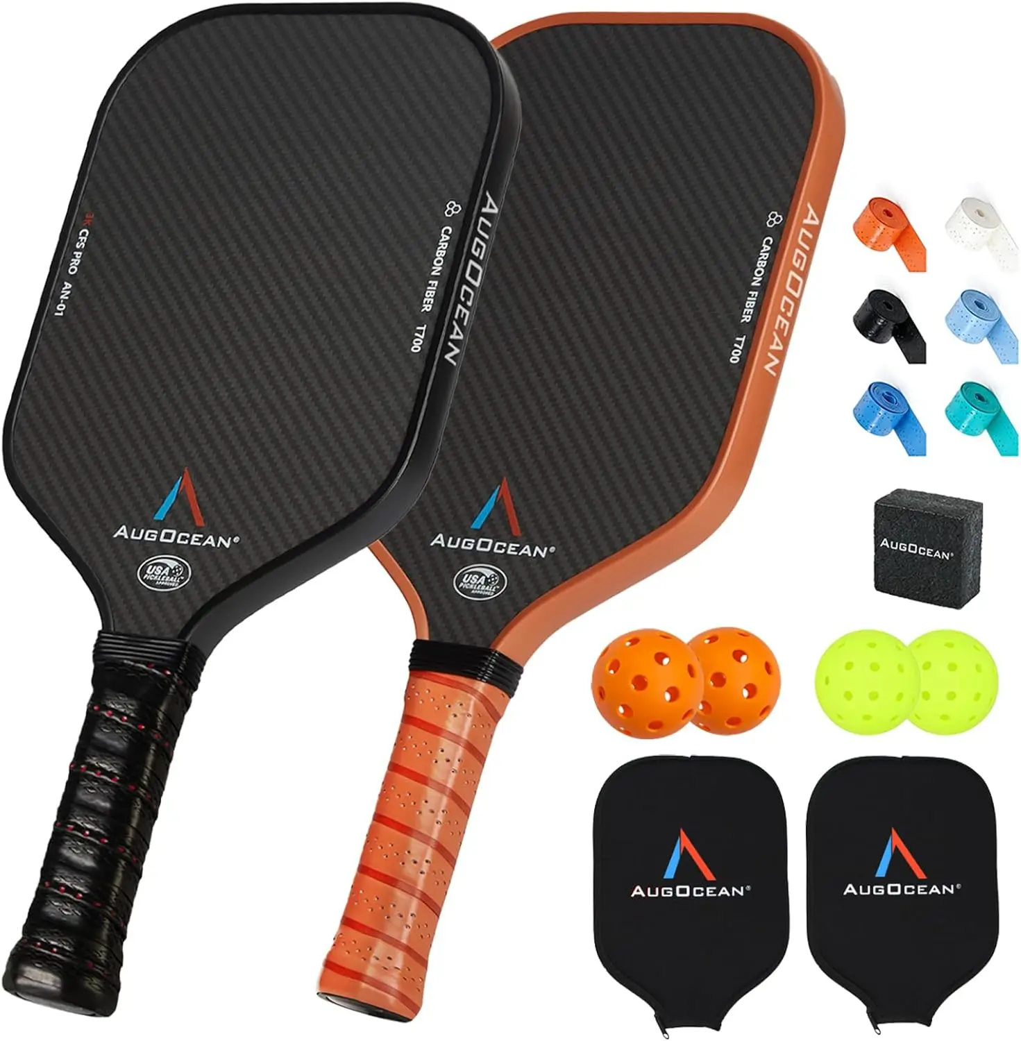 

USAPA Approved Pickleball Paddles Set: 3K Raw Carbon Fiber, High Grip & Spin, Durable for All Players