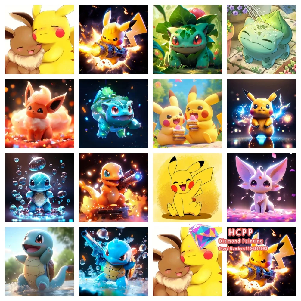 Pokémon Pikachu Eevee Square Round Diamond Painting Kit 5D DIY Cross Stitch Handmade Art Gift Crafts Home Decor Festival Gift