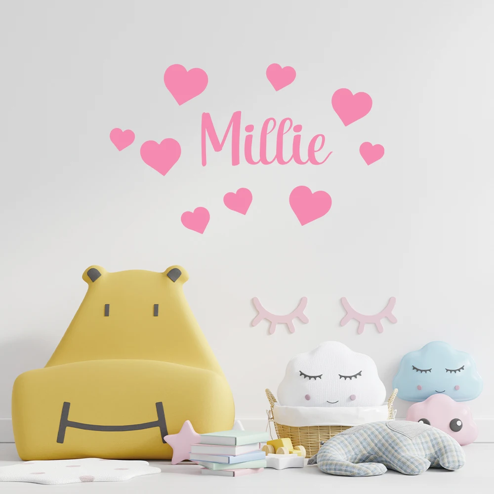 1pc Beauty Personalize Custom Name Love Heart Home Decor Wall Stickers For Wedding  Diy Pvc Home Decoration Accessories