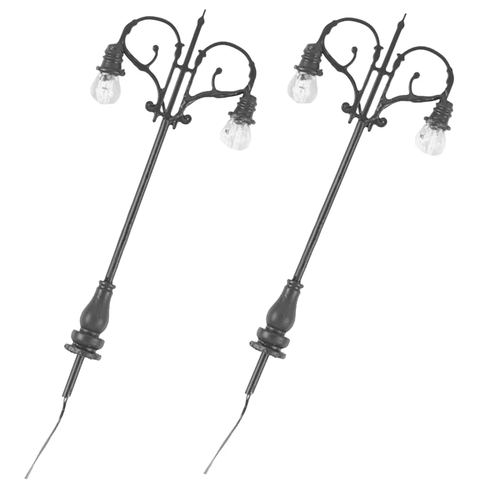 

2 Pcs Post Lamp Micro Landscape Garden Child Street Light Solar Stainless Steel Plus Abs Mini for DIY