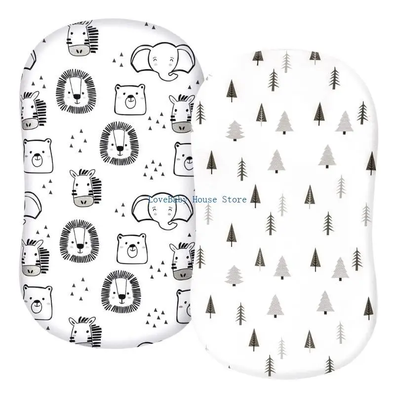 BX0D 2Pcs Universal Bassinet Sheet Fitted Sheets for Cradles, Baby Basket Pad Diaper Changing Mat Cover Crib Bed Protectors