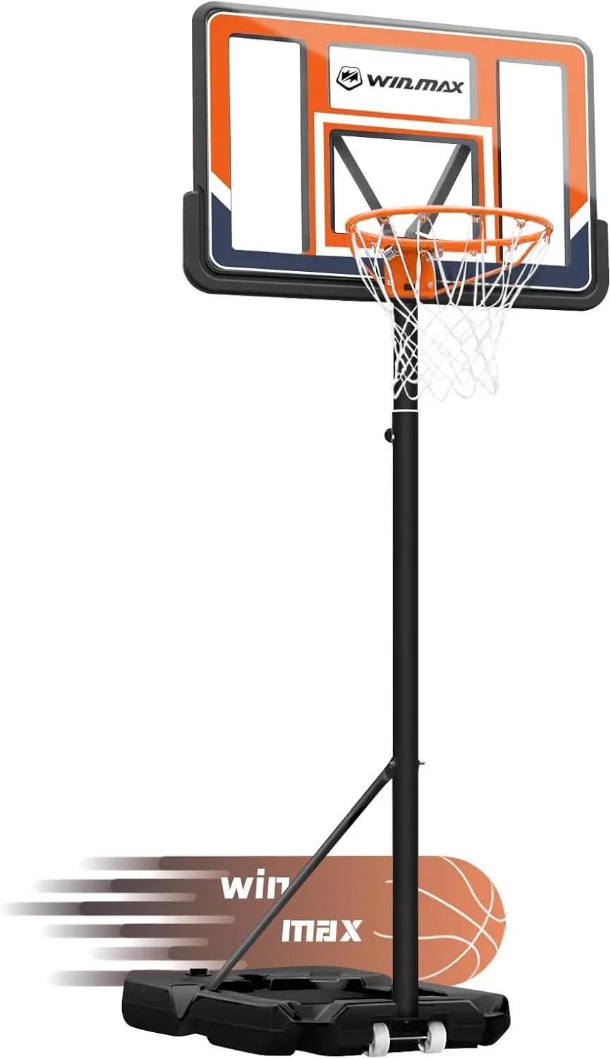 Basketball Hoop Outdoor 3.8-10ft Adjustable Height, 44inch Backboard, Swimming Pool Basketball Hoop & Goal for Kids/Adults