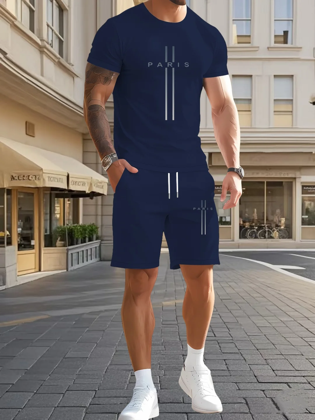 

2025 Simple Letter Printed Short Sleeve Shorts Daily Suit Adult Sports Running Fitness Football Men's Breathable Comfort Suit