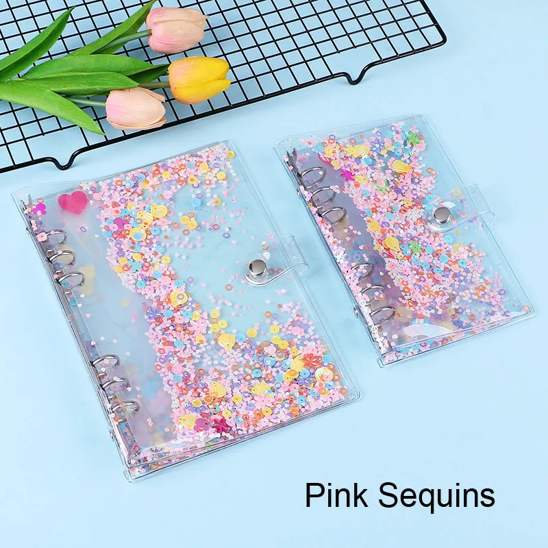 Glittering Dazzling Transparent Glitter Sequins Handbook 120 Grid Sheets Size A6 A5 Loose-leaf Diary Notebook Fresh Creative