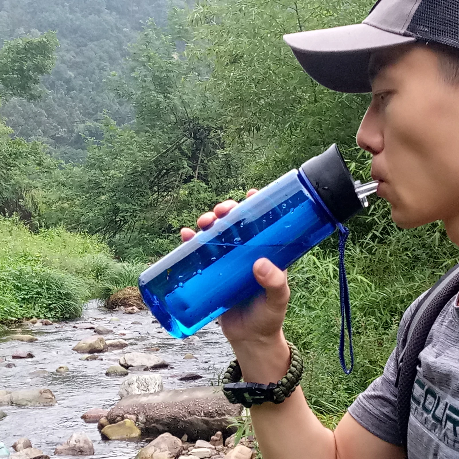 650ml Outdoor Water Filter Bottle Survival Camping Water Filtration Bottle Straw Purifier for Camping Hiking Traveling 22oz