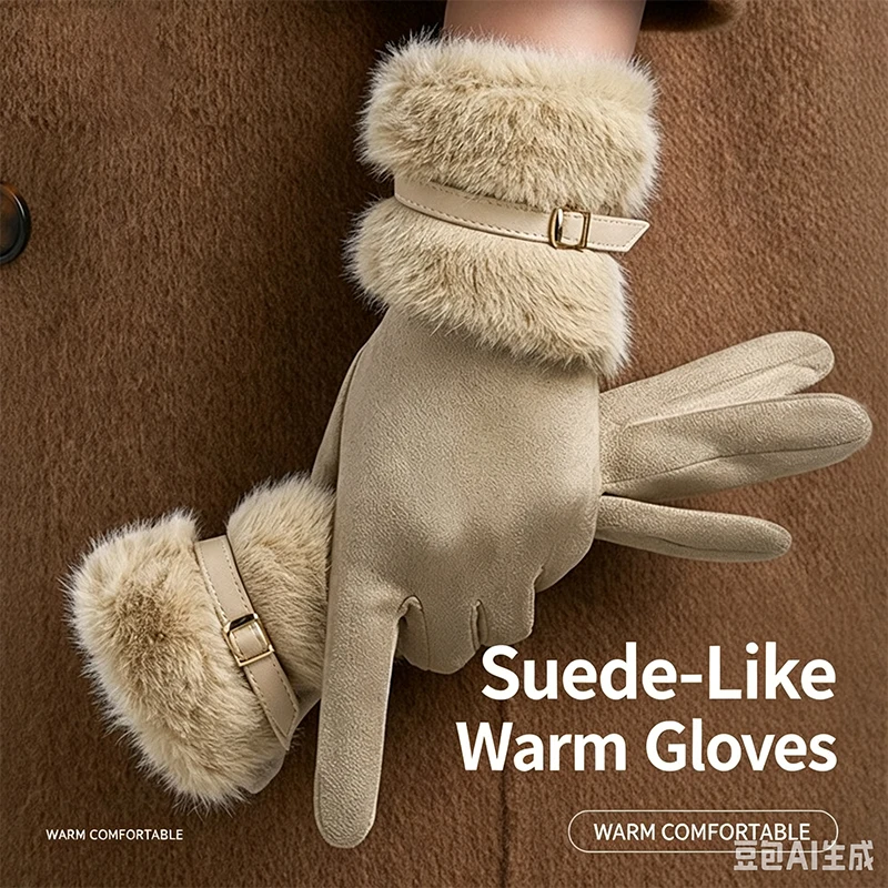 Outdoor Winter Play Windproof Touch Screen Glove Adult General Thicken Open Fingered Glove Cycling Multicolored Keep Warm Glove
