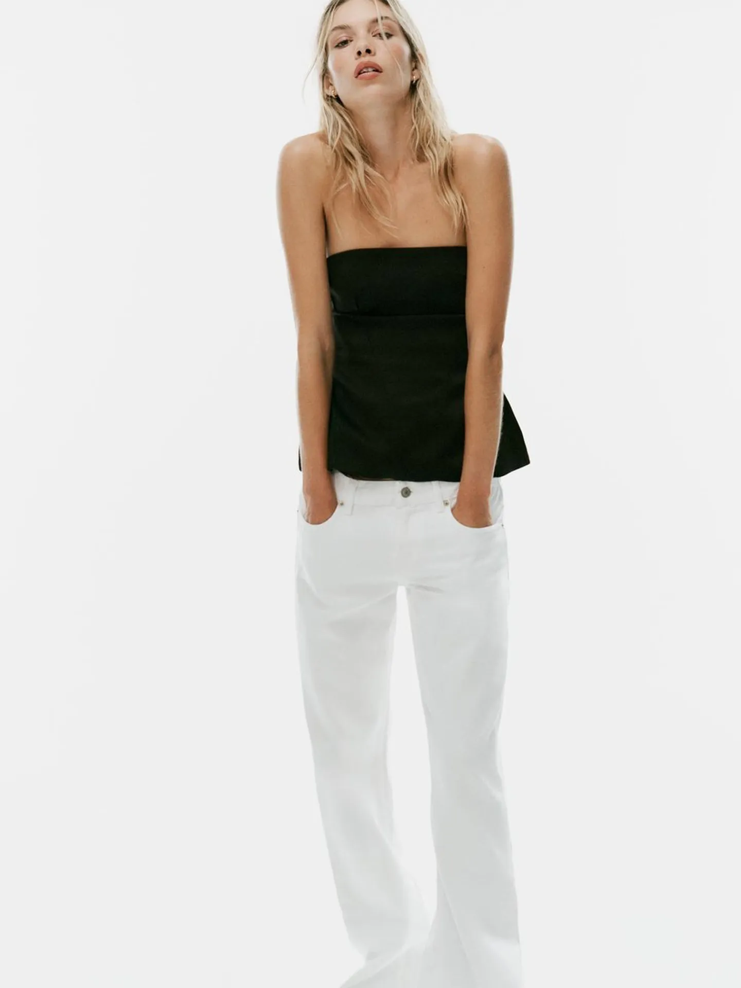 Silk Feel Short Skirt Open Shoulder Straight Collar Nine Points Silhouette Women's Street Style Comfortable Pure Color Top