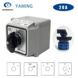 Yaming Электрический YMW26-20/2 м IP65 поворотный кулачковый главный переключатель 20A 2-полюсный 3-позиционный с водонепроницаемым корпусом
