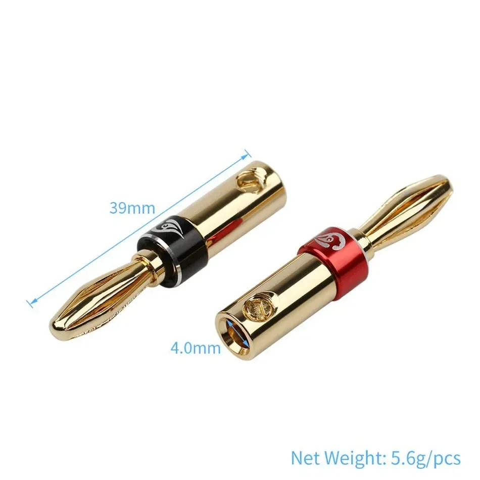 Banana Plug 4mm Bananas Connector Male For Musical Speaker Cable Audio Jack 4mm Binding Post Double Screw Locking