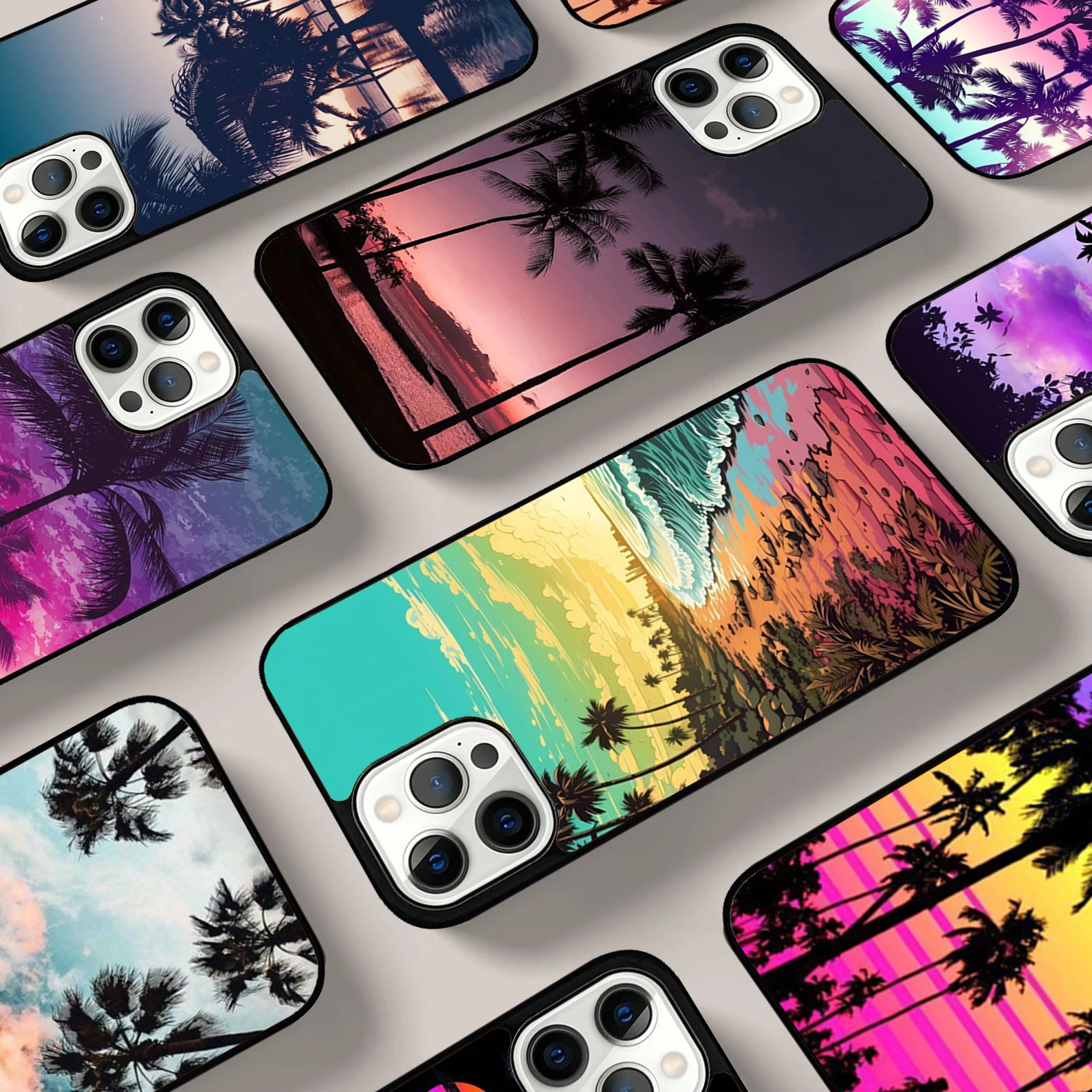 

Summer Beach Sunset Palm Tree Phone Case For iPhone 17 Air 16 15 14 13 12 11 Pro Max Max Plus Bumper Case Cover