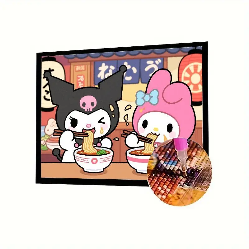 

Милый Kawaii Sanrio Kuromi My Melody Eating Ramen 5D Full Drill Набор для алмазной живописи, DIY Мультфильм Аниме Алмазная художественная вышивка Pi