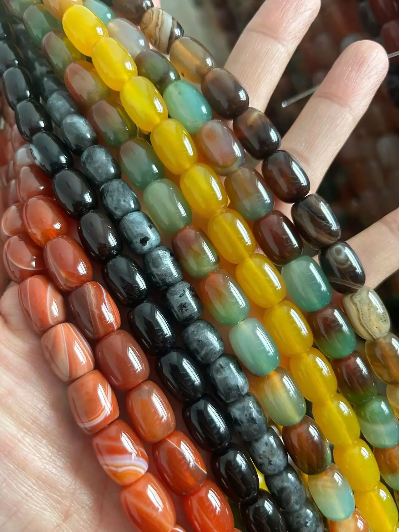 15inch 13x18mm Natural Gems Stone Column Shape Jewelry Making DIY Agate Beads