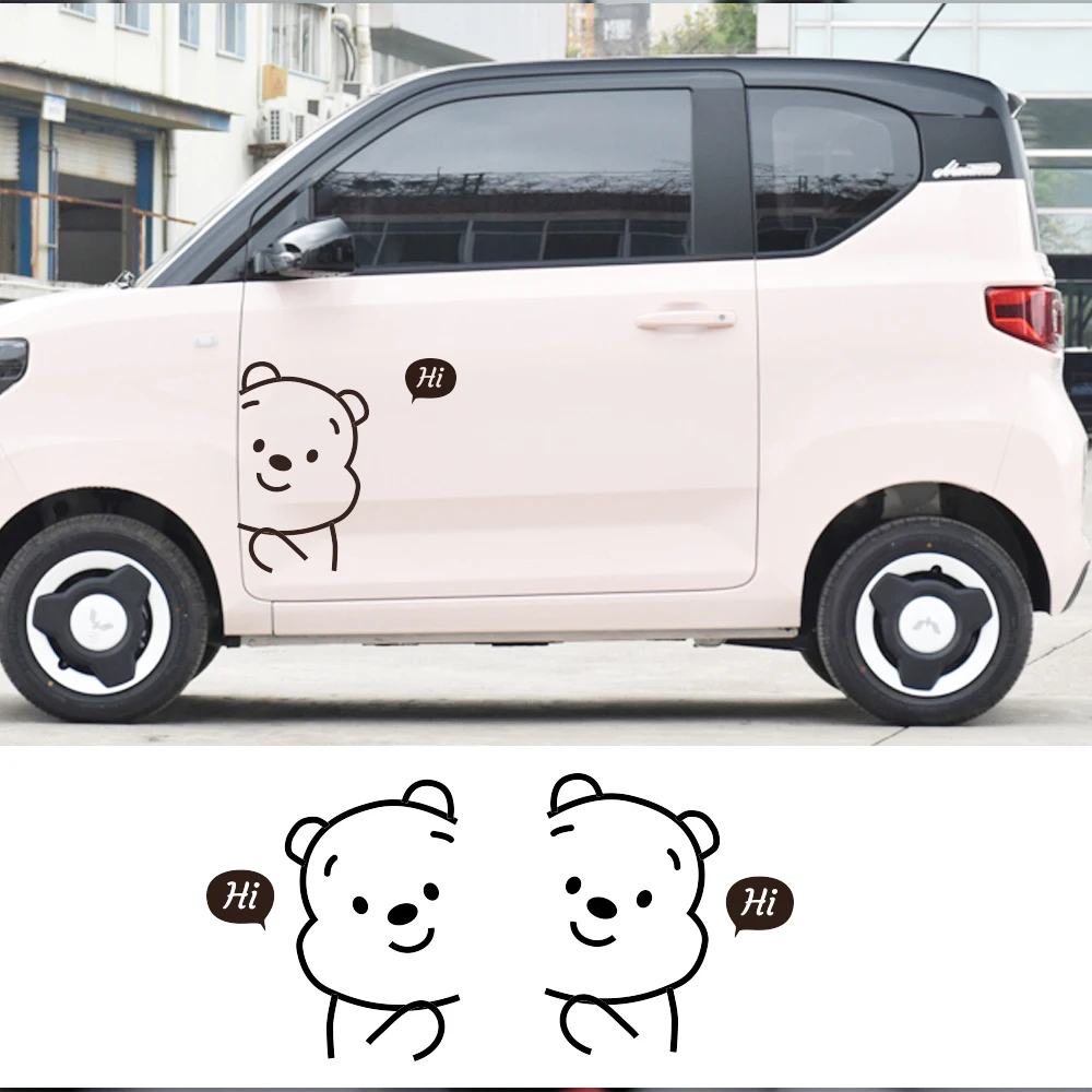 Car Sticker Universal Auto Body Door Side Decal Cute Bear Peeking Cartoon 