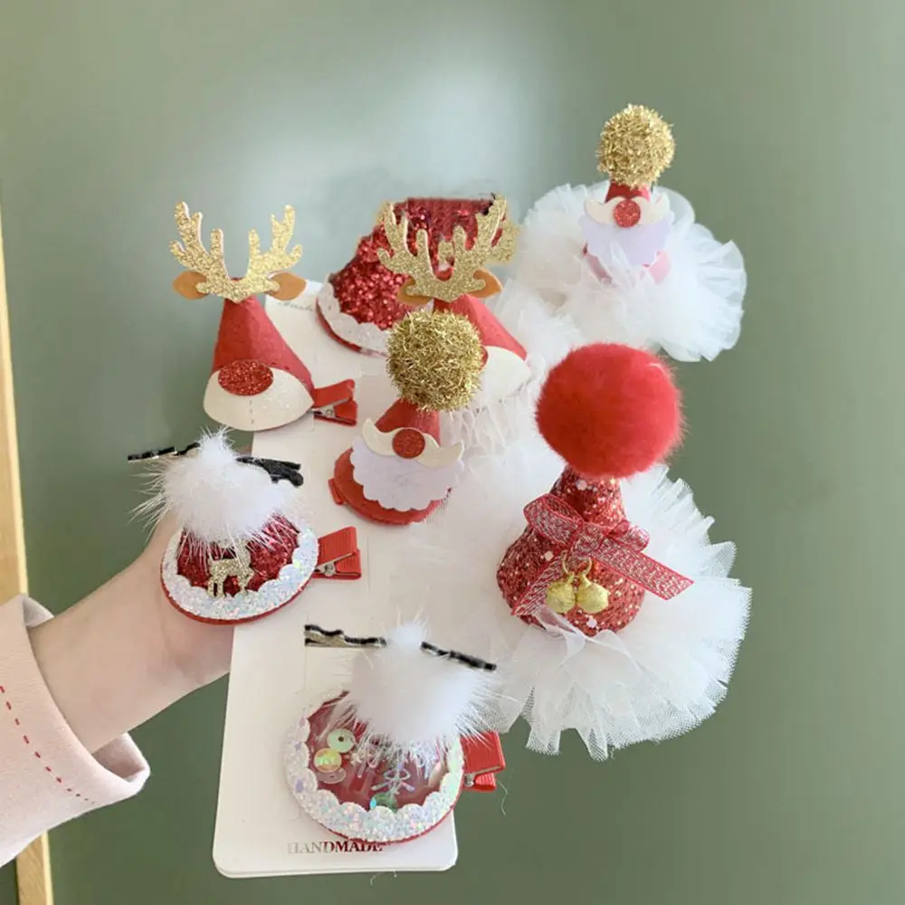 

Decoration Snowflake Alloy Cloth Korean Style Headwear Christmas Hat Hairpin Hair Accessories Christmas Hair Clip