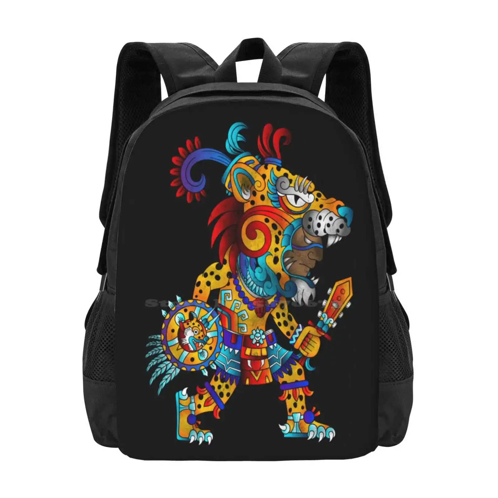 Cartoon Warrior Mexico Aztec School Bag Big Capacity Backpack Laptop Mexico Mayan Mexican Inca Warrior History Animal Skull