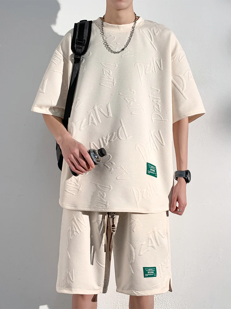 

Летний повседневный модный комплект: футболка и спортивные брюки из полиэстера для старшеклассников – стильная и удобная одежда