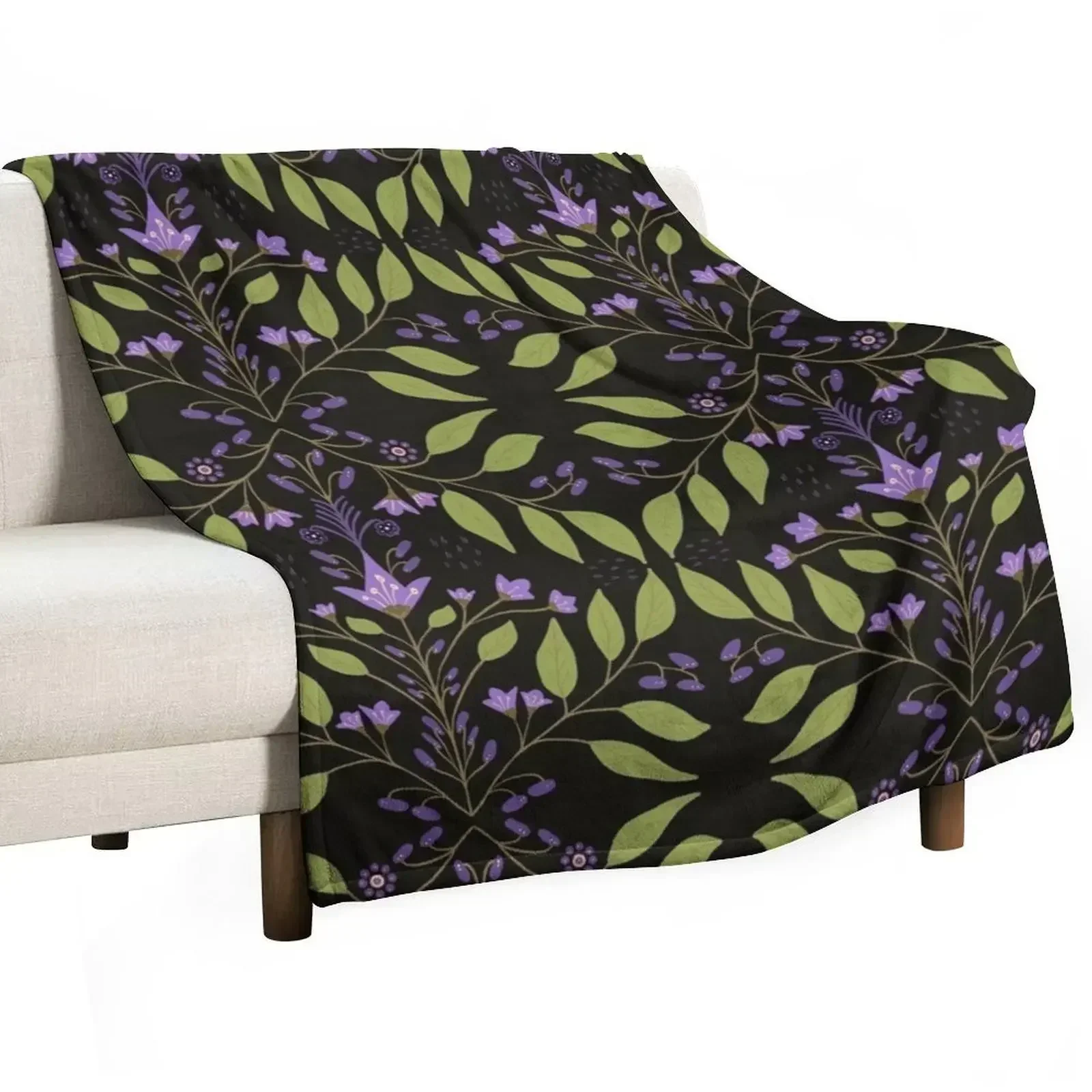 

Purple and green vines Throw Blanket Soft Comfort Blanket for Reading Watching TV