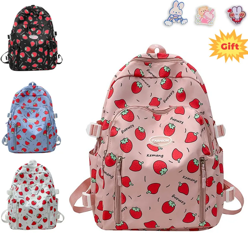 

Японский Ins Cute Sister Strawberry Girl Школьный рюкзак Легкий рюкзак для учащихся средней школы Mori Fresh Рюкзак для начальной школы