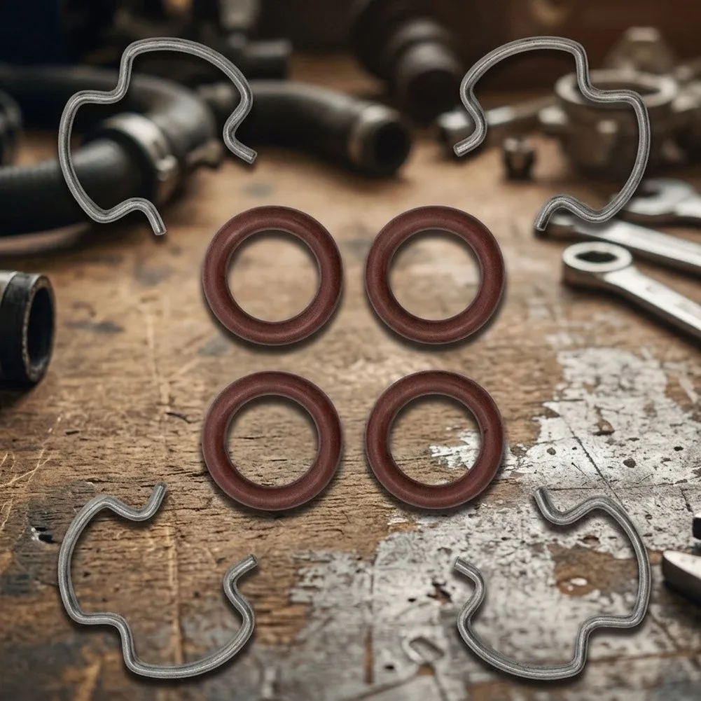 Automotive Connector Clamp Kit 4 E-Clips with 4 O-Rings for Securing Transmission Line Fittings on Most Vehicles