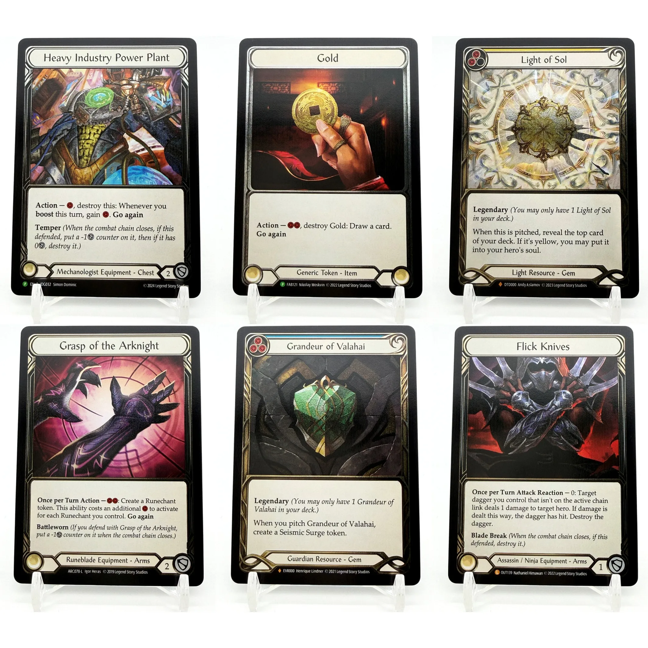 Flesh and Blood TCG FAB Fabled & Judge Promo Set Light of Sol, Grandeur of Valahai, Heavy Industry Power Plant - DIY Proxy Cards