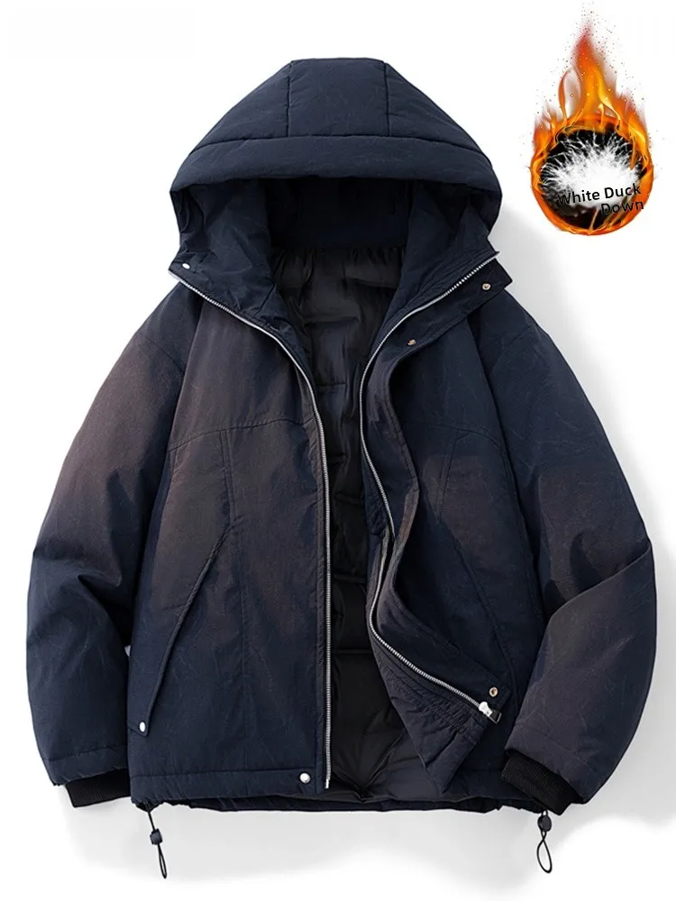 

Мужская пуховая куртка 2025: Новая зимняя модная брендовая теплая верхняя одежда большого размера, ветрозащитная, для активного отдыха и альпинизма