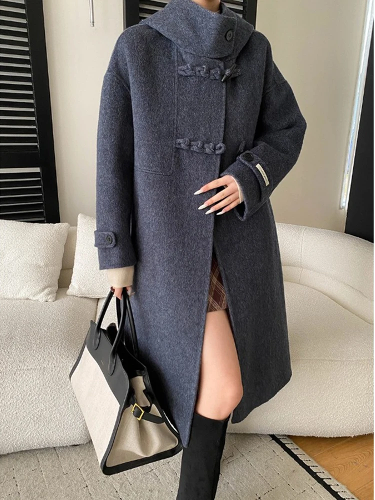 معاطف صوفية أنيقة بتصميم مقنع من FANAN للنساء مزدوجة الصدر ملابس خارجية سميكة ودافئة موضة شتاء 2025 جديد #3