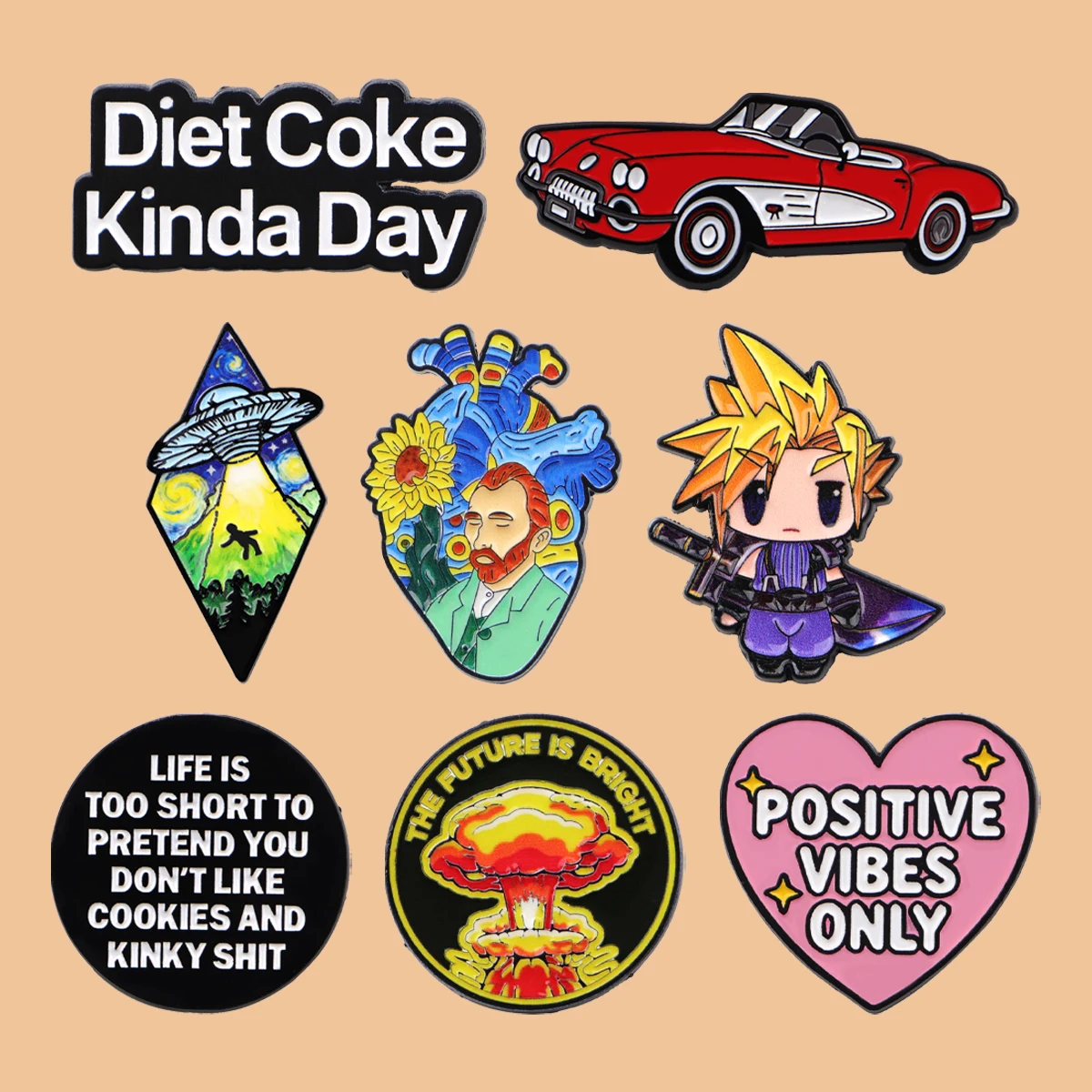 

Van Gogh Organ Heart Enamel Pins Funny Quotes Car Brooch Lapel Pin Badge on Backpack Clothing Accessories Fashion Jewelry Gifts