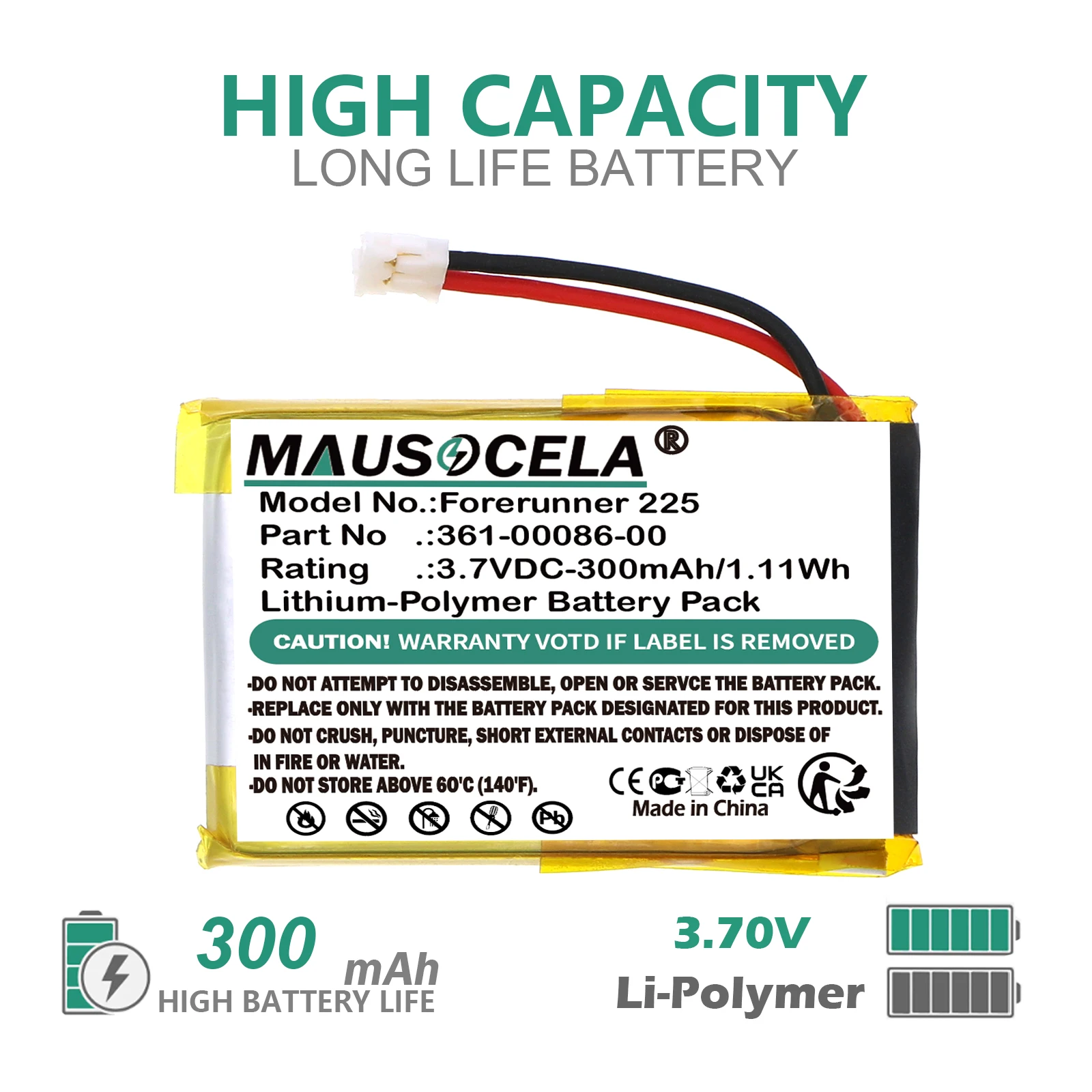 Smartwatch Battery For Garmin:361-00072-00,361-00072-10,361-00086-00,361-00086-10,361-00086-23,Forerunner 225,235,630,735XT