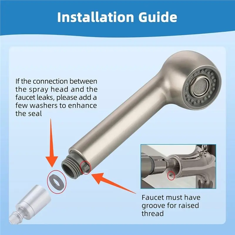 Dual Nozzle Mode For Home Sink Faucet Replacement Handheld Nozzle Head Rustproof Pull-Out Design For Renovation