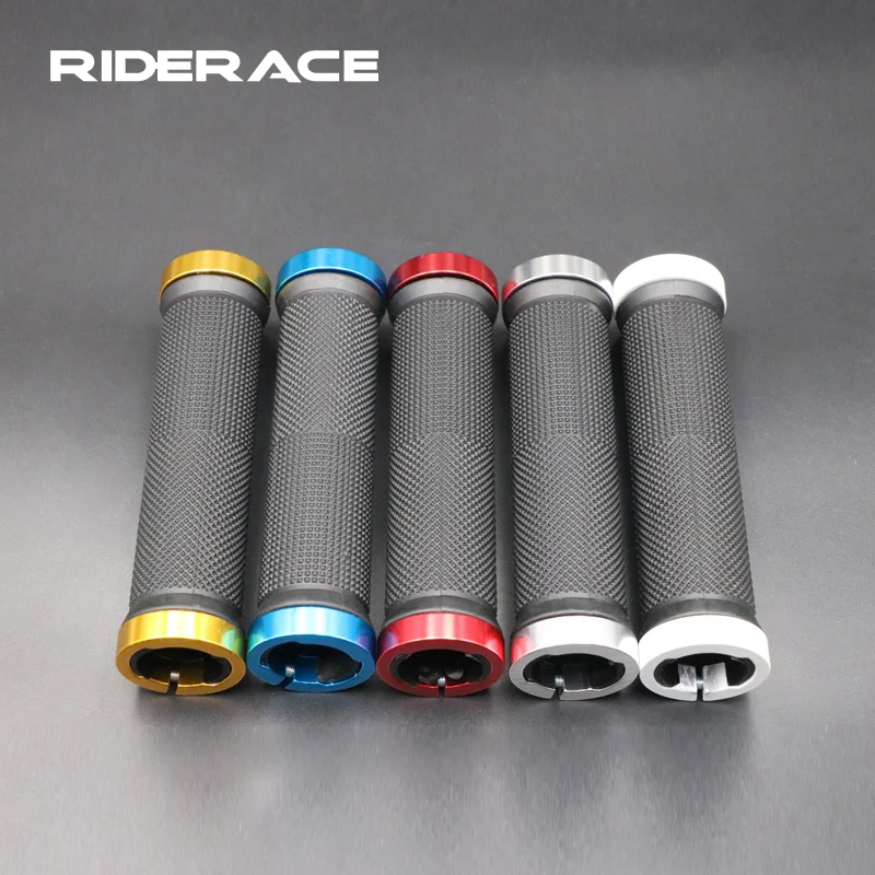 Bicycle Grips Rubber Aluminum Alloy Bilateral Lock-on Mountain Bike Handles Cover Anti-Skid Shock-Absorbing Cycling Accessories