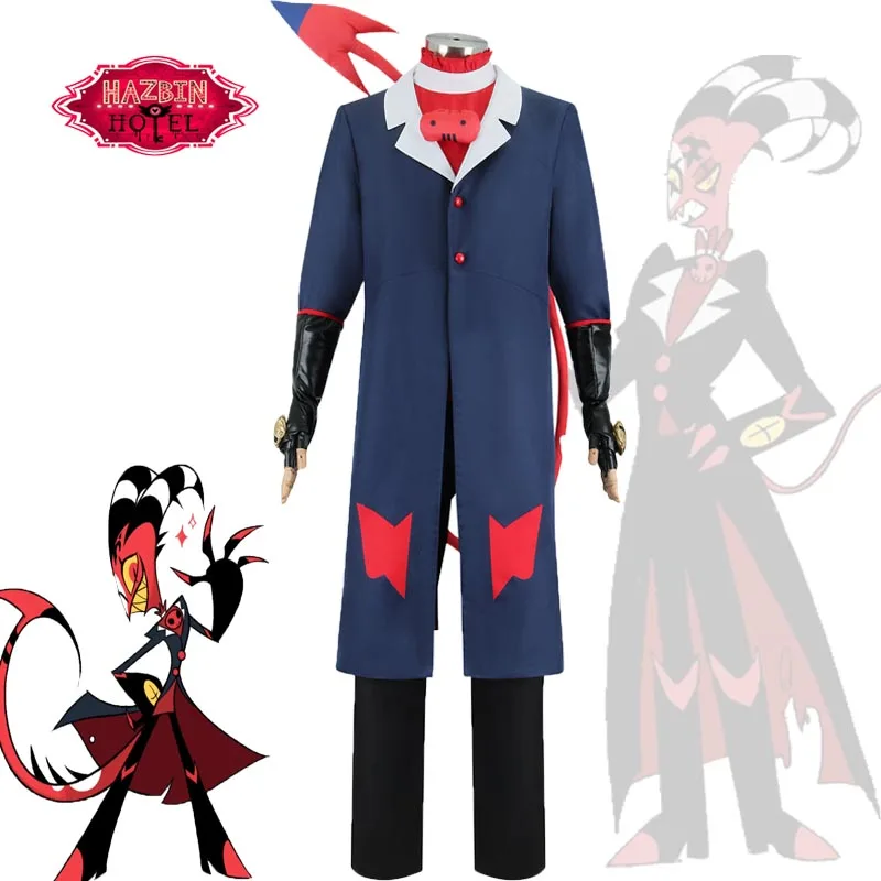 

Anime Hazbin Cosplay Costume Helluva Boss Blitzo Hotel Halloween Uniform Carnaval Clothing suit with Tail Men Women Comic Con