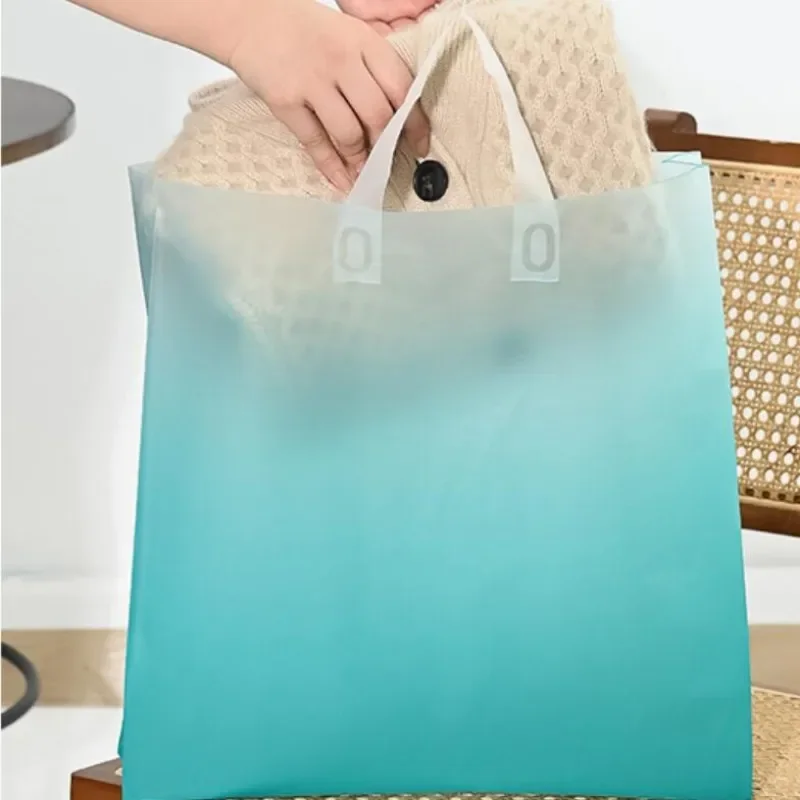 New Gradient Frosted Tote Bag Premium Gift Packaging Bag Thicken Large Plastic Bag For Store