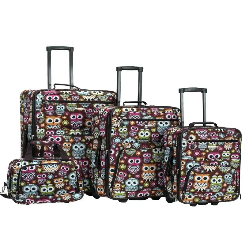 New Exquisite 4 Piece Softside Expandable Luggage Set F125 from Luggage Jungle - Travel in Comfort and Style.