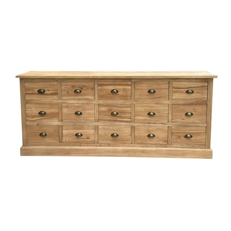 Classic Antique Countryside Recycled Solid Wood Sideboard Kitchen Cabinet with 15 Drawer Buffet