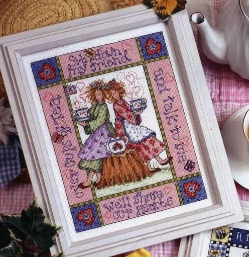 Sit Down My Friend Craft Stitch Cross Stitch Cotton Fabric, Needlework Embroidery Crafts, Counted Cross-Stitching Kit