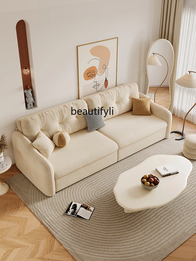 Cream Sand Cloud Hair French Latex Living Room Modern Minimalist Three-Seat Straight-Row Flannel Sofa living room furniture