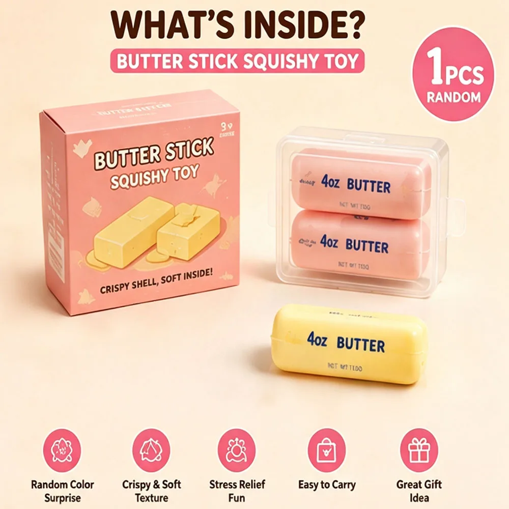 Realistic Fake Food Gag Gift Handmade Wax Cracking Butter Cheese Block ASMR Crunchy Sound Tactile Squeeze Prop Goodie Bag Favor