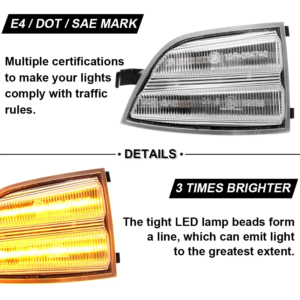 For Ford Focus MK2 2005-2008 C-MAX 2003-2007 MK1 MPV 2007-2011 Dynamic Side Mirror Blinker Light 2PCS Turn Signal Indicator Lamp