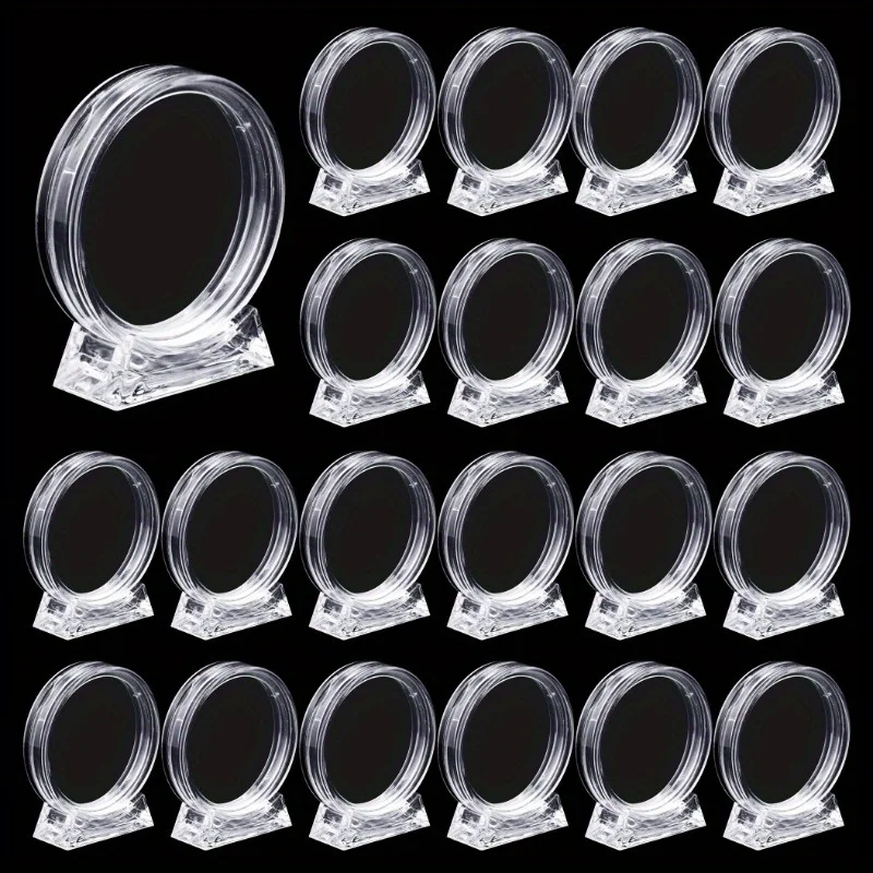 10pcs Transparent Challenge Coin Display Holders with Stands - Sleek, Durable Capsules for Commemorative Coins & Home Decor