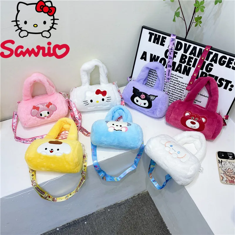 

Sanrio Plush Tote Bag Cute Cinnamoroll My Melody Cartoon Girl Fashionable Shoulder Bag Oblique Crossbody Purse