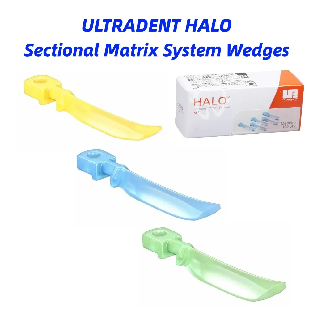 

Ultradent Halo Sectional Matrix System Wedges Small/Medium/Large Sizes 100Pcs/Box Halo Anatomical Dental Wedges Hollow Design